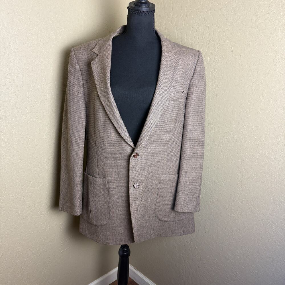 Vintage Nino Cerruti Rue Royale Men's Brown Pure Wool Blazer Sport Coat USA